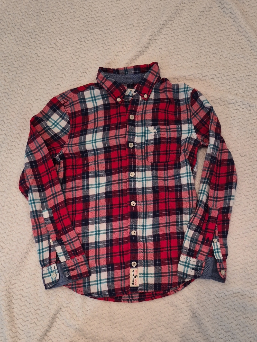 abercrombie kids Red and White Plaid Button-Down Shirt